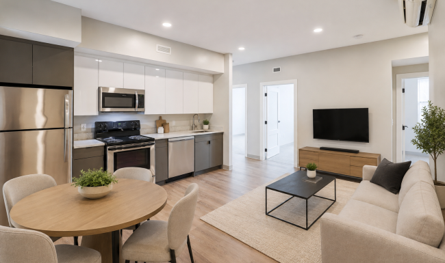 Spacious Kitchen and Living Area