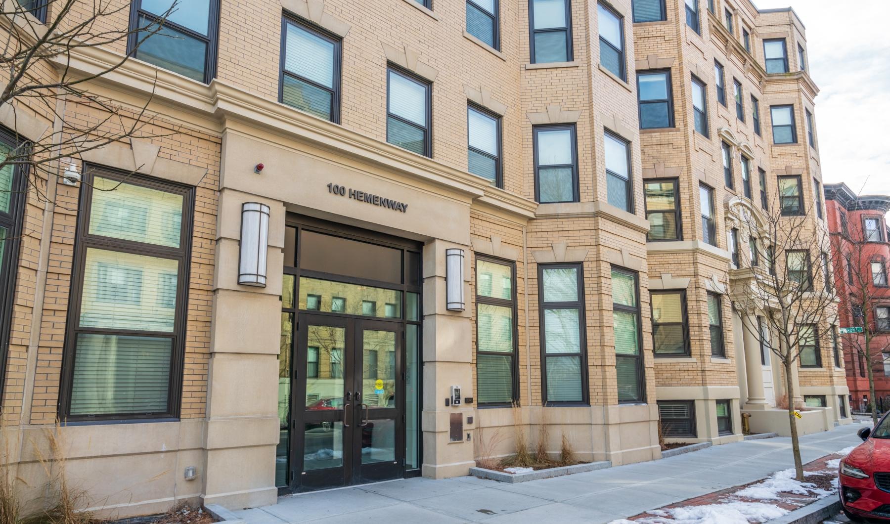 exterior entrance to 100 Hemenway