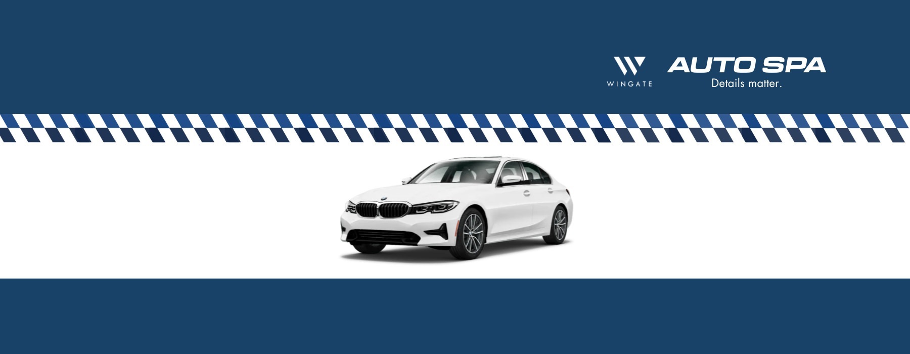 a white car and a logo for a graphic